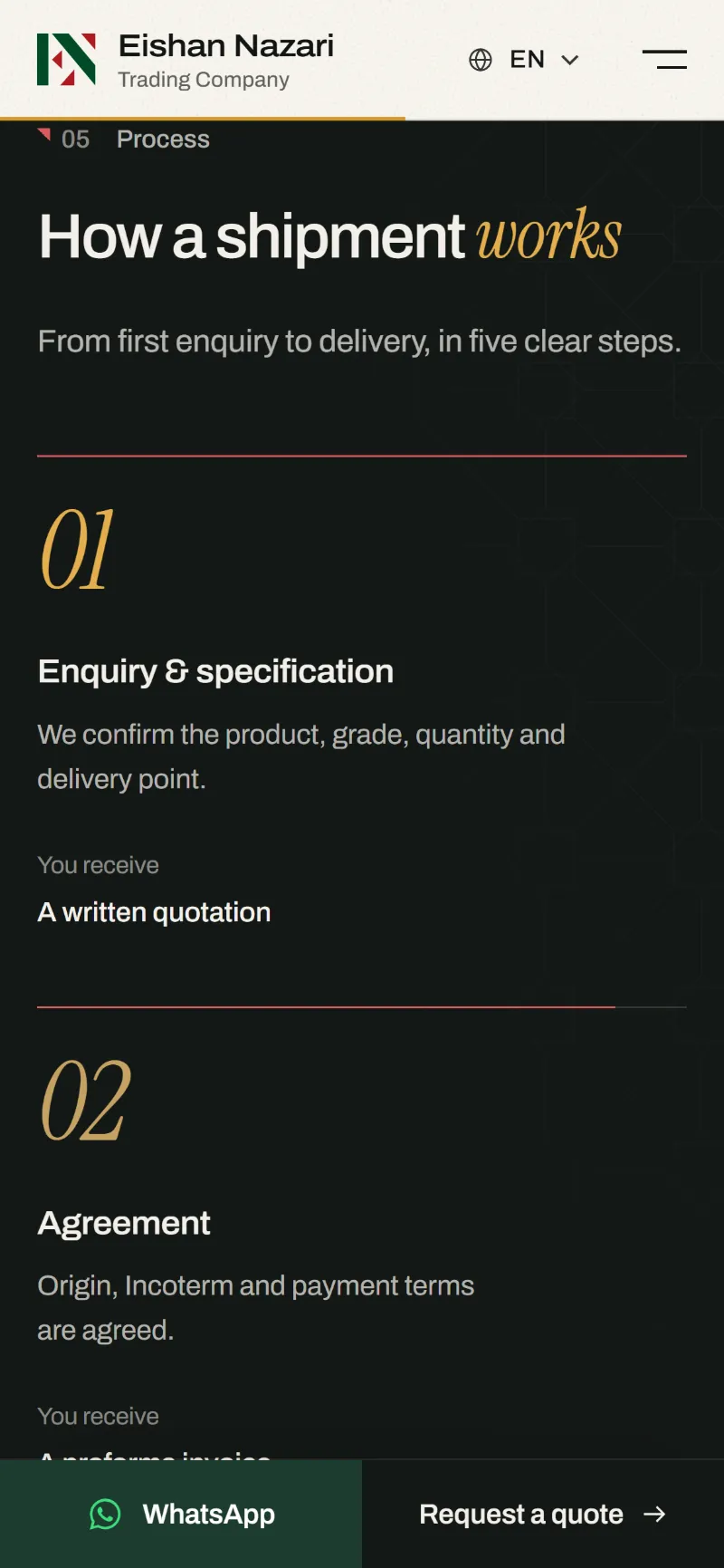 Eishan Nazari how a shipment works on a phone, step by step